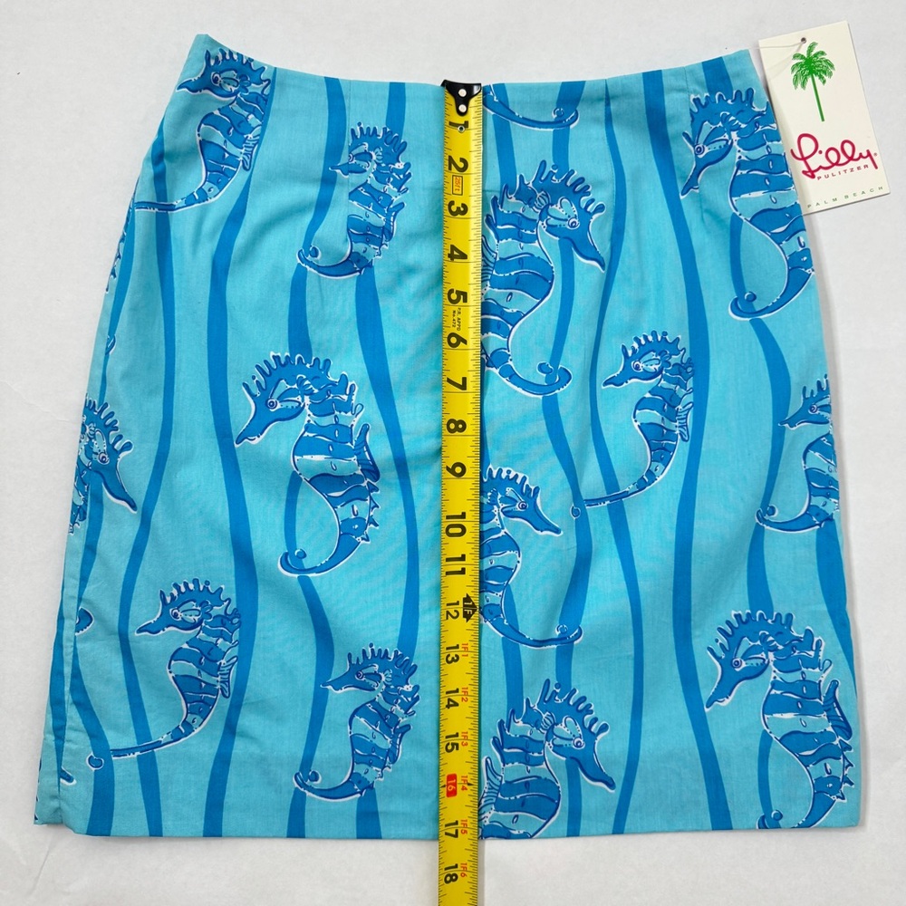 Lilly Pulitzer Skirt Vintage Seahorse White Label Promenade Aqua Blue SZ 0 - Picture 13 of 16